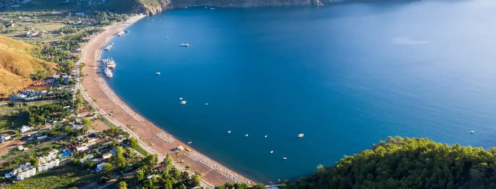 Aerial view of Adrasan Bay and its beach
