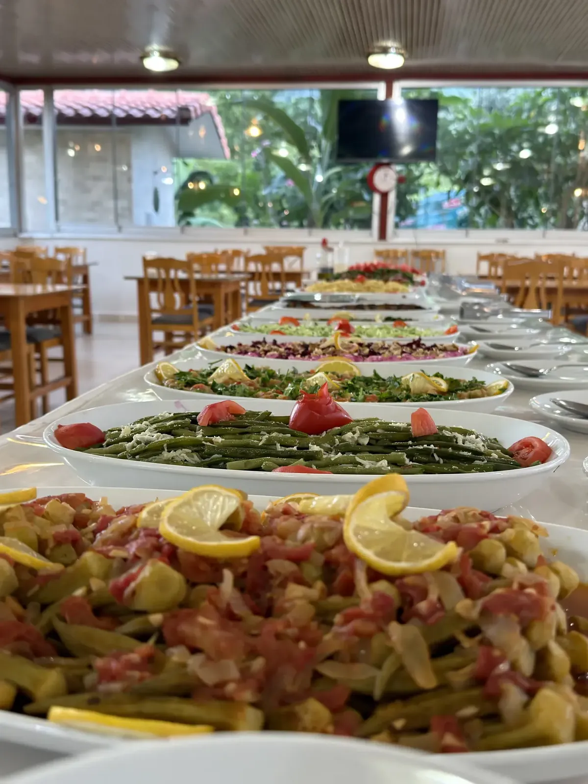 The hotel restaurant and open buffet